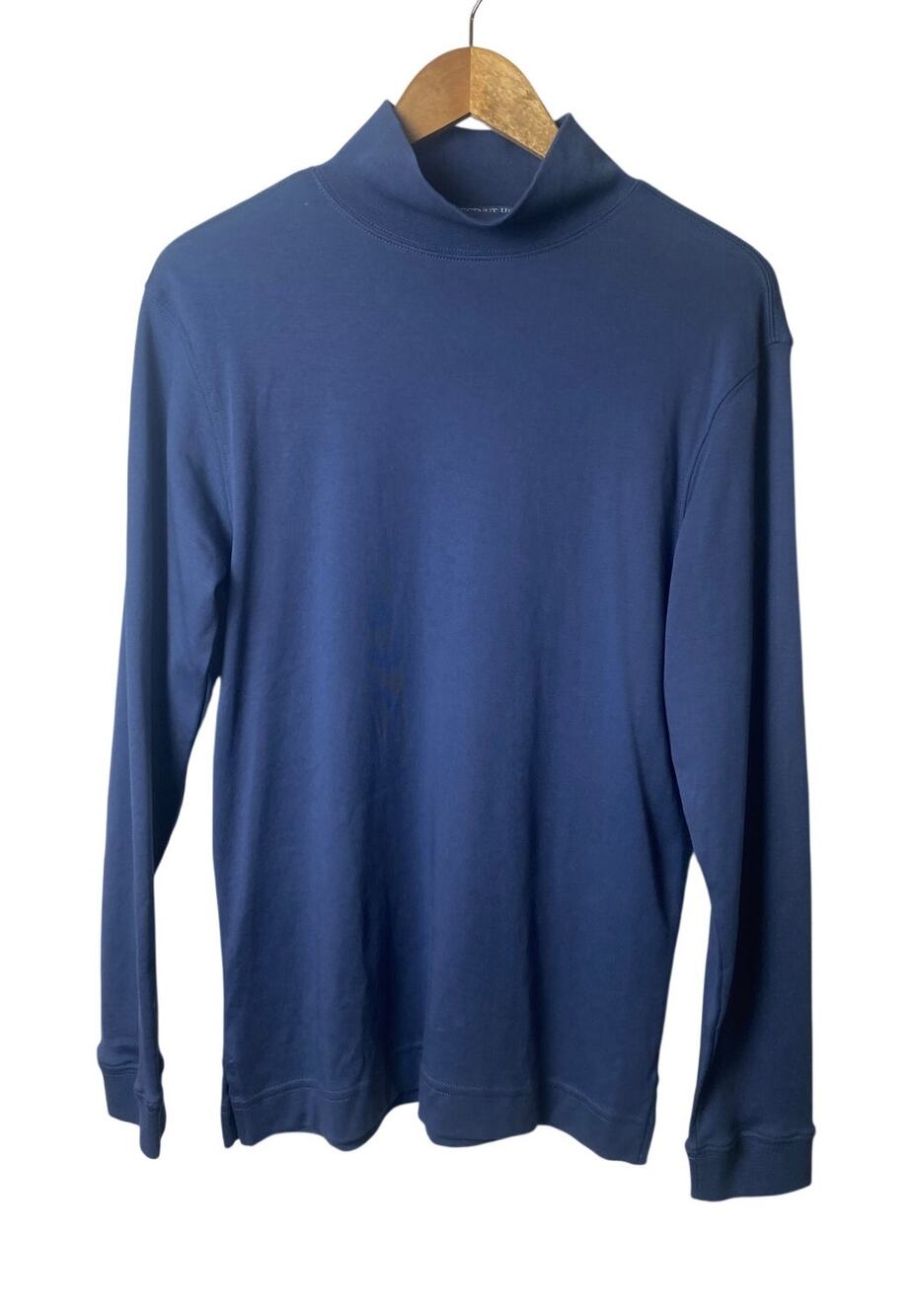 Chestnut Hill Blue 100% Pima Cotton Long Sleeve Mock Neck Knit Bouse Size XS NWT